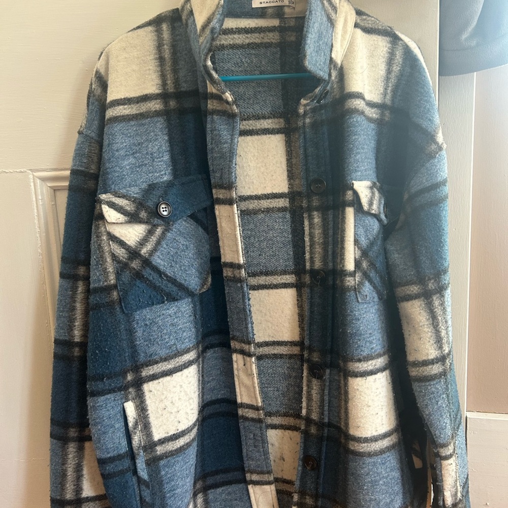 Blue and White Plaid Jacket